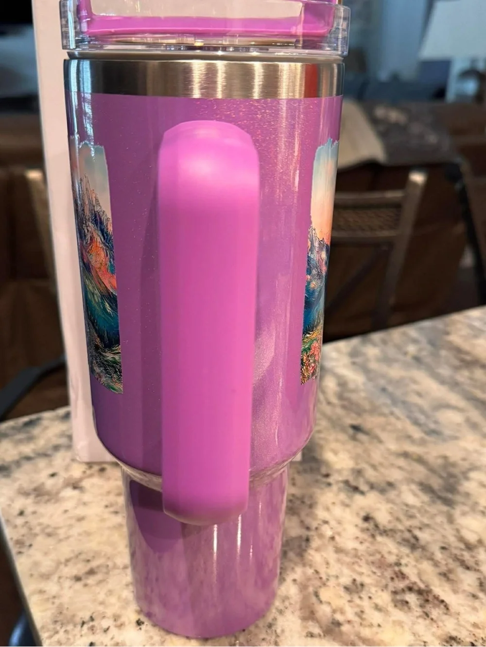 Let your faith bloom Insulated Travel Mug Mountain art stainless steel NEW w BOX